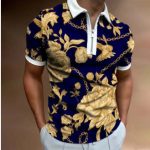 Men's POLO Shirt Striped Printed Short Sleeve T-Shirt Lapel Shirt - Image 3