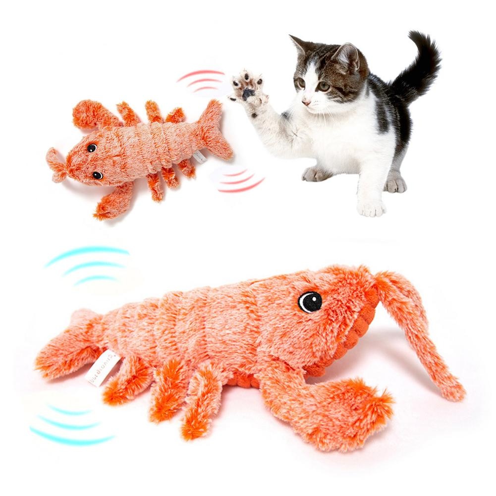 fabd3af5-86be-402b-b2e2-b0715eca6969.jpg Pet Toys Electric Jumping Shrimp USB Charging Simulation Lobster Funny Cat Plush Pets Toy - Image 1