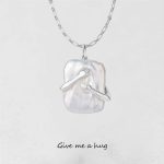 Unique Square Baroque Pearl Couple Pendant Necklace Valentines Day Lover Gift Party Jewelry - Image 4
