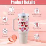 40 Oz Tumbler With Handle Straw Insulated, Stainless Steel Spill Proof Vacuum Coffee Cup Tumbler With Lid Tapered Mug Gifts For Valentine Lover Suitable For Car Gym Office Travel - Image 2