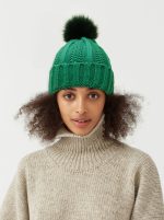 Winter Knitted Hats Fashion Stretchy Lined Skull Hats For Women Faux Fur Pom Pom Hat Keep Warming Beanie Hat - Image 4