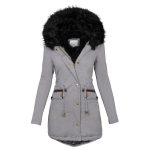 Women's Plush Hooded Parkas Winter Warm Thick  Zip-up Jackets Casual Mid-length Solid Buckle Pockets Coat Outerwear Clothing - Image 3
