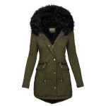 Women's Plush Hooded Parkas Winter Warm Thick  Zip-up Jackets Casual Mid-length Solid Buckle Pockets Coat Outerwear Clothing - Image 2