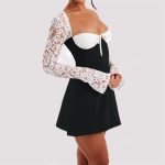 Y2K  Lace Long Sleeve Dress Fashion Sexy Corset Backless Lace Up Short Dresses Womens Clothing - Image 3