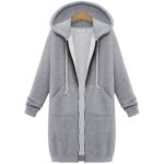 Hooded Long Sleeve Sweater Fleece Long Jacket - Image 5