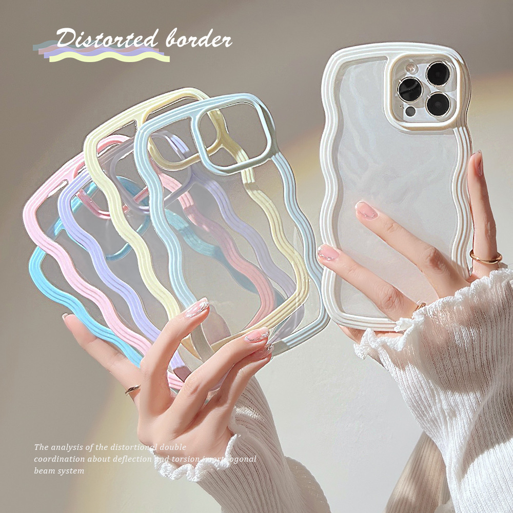 f586c652-eee7-4c95-92ae-4c3acbc82c57.jpg Wave Border Mobile Phone Case Solid Color Simple Candy Color - Image 1