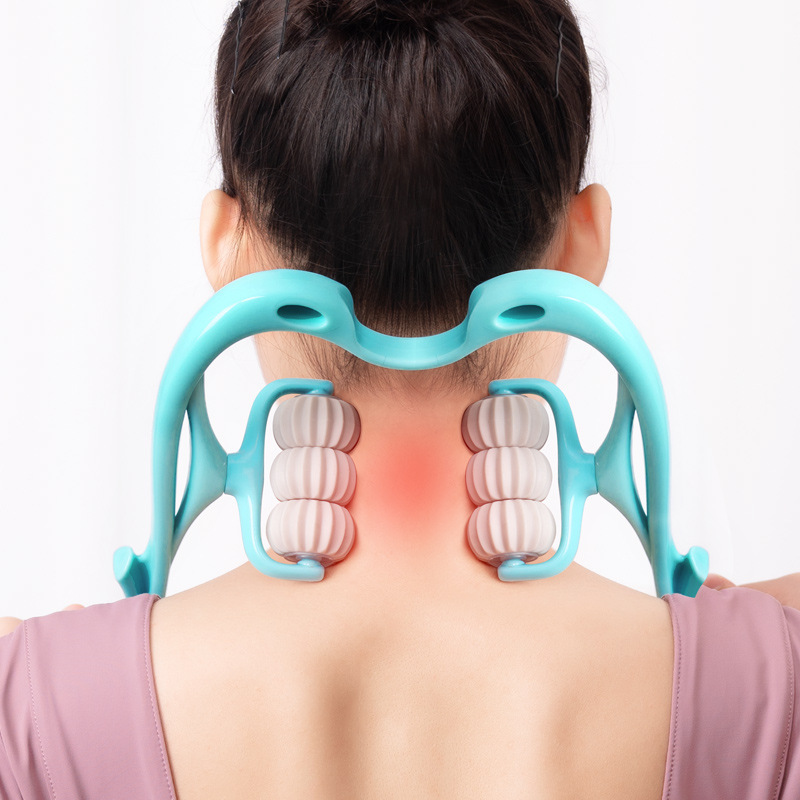 08c6bacf-86b5-40e3-9517-f861805c7d9b-1.jpg Multifunctional Manual Six-wheel Neck Massager Massage Relieve Roller Massage Tool - Image 1