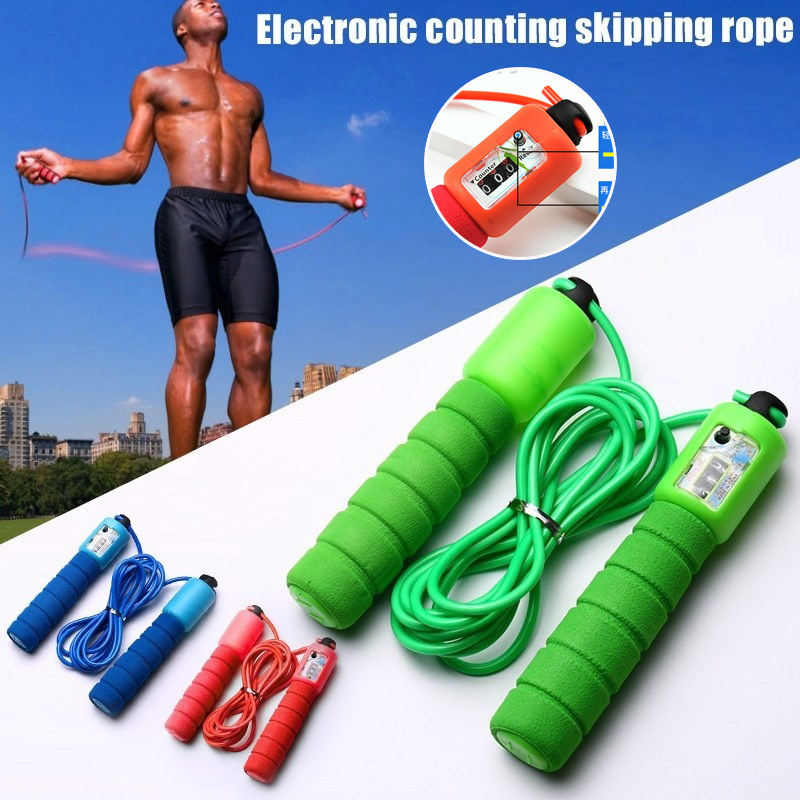 126af1ff-2a81-4034-bebd-e87bf30bfb55.jpg Skipping Rope With Counter Adjustable Length Counter Wear-resistant Foam Cotton Handle JumpRope Exercise Portable Sports Training Equipment - Image 1