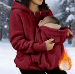 Corduroy Hooded Sweatshirt With Baby-pocket Women's Thickened Zip-up Jacket For Parent-Child Matching Outfits - Image 3