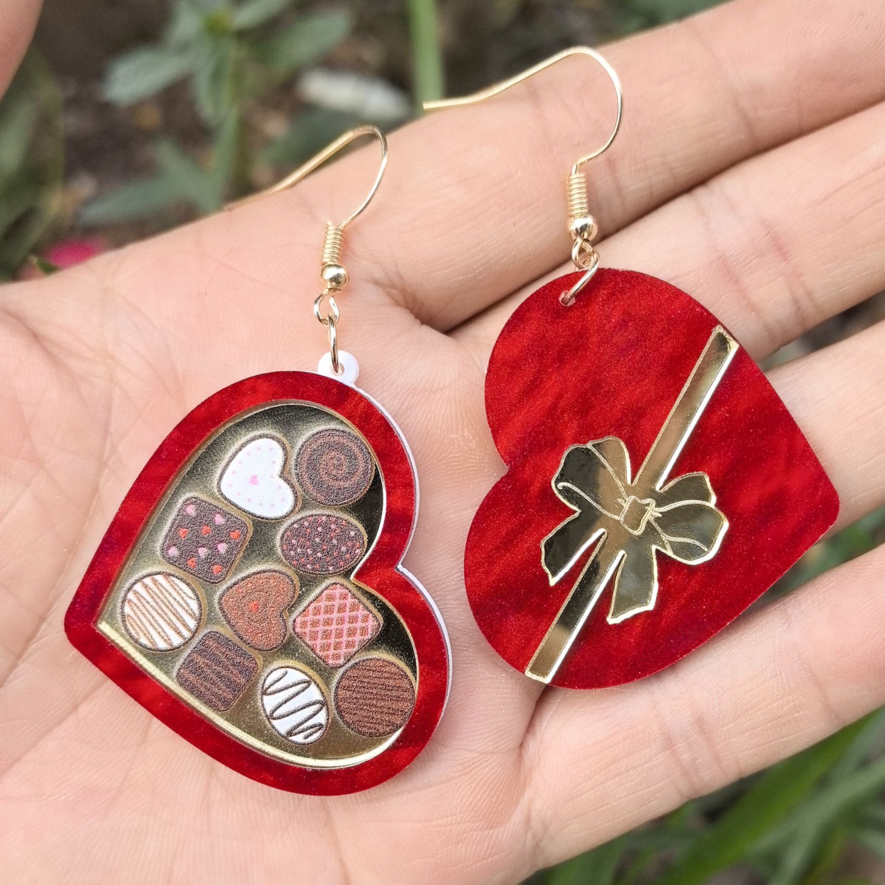 2fb07249-16e8-4e46-8c73-be7773b063cc.jpg Valentine's Day Red Gift Box Heart Earrings For Women Romantic You Make ME Melt Ice Cream Acrylic Drop Earring Designer Jewelry - Image 1