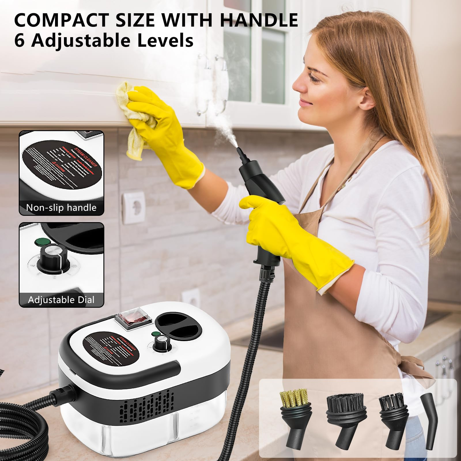 3bf41055-a9e7-46db-8dde-f3b6c53a25f6.jpg Handheld Steam Cleaner, Steamer For Cleaning, 2500W Pressurized Steam Cleaner With 1.2L Water Tank And 12 Attachments, Portable Steamer Cleaner For Home Car Kitchen Bathroom Furniture Tile Grout - Image 1