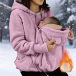 Corduroy Hooded Sweatshirt With Baby-pocket Women's Thickened Zip-up Jacket For Parent-Child Matching Outfits - Image 2