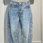 Ins Shiny Straight Jeans With Pockets Fashion Loose Wide-leg Pants For Women Street-style Trousers - Image 8