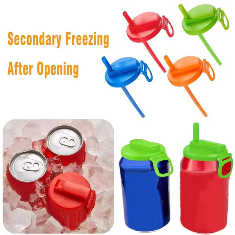 48bf6a98-e68b-4870-acef-92480ca0a49d.jpg Soda Can Lid Straw Soda Can Lid Cola Cans Cup Lid Reusable Can Stopper For Soda Beer Drinks Juice Coke Beverage Cap Fits Standard Coke Can - Image 1