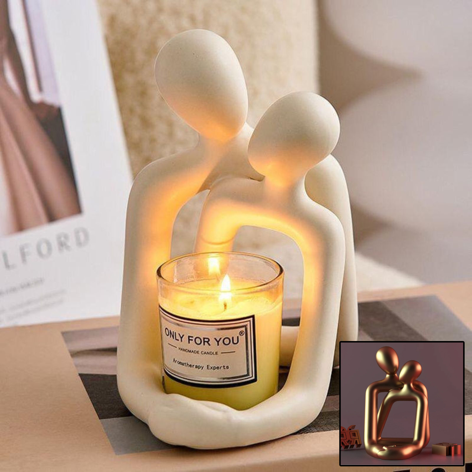 498a683b-80cb-49df-be9f-58c558af1b4f.jpg Heartwarming Loving Couple Resin Statue - A Timeless Modern Home Decor Accent For Bookshelves, Office Desks, And Nightstands Valentine's Day Gift - Image 1