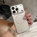 Solid Color All-inclusive Magnetic Phone Case Nano Frosted Glass For Magsafe Phone Case For I Phone 17 Air 16 15 14 13 Pro Max Magnetic Wireless Charge Armor Cover - Image 5