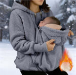 Corduroy Hooded Sweatshirt With Baby-pocket Women's Thickened Zip-up Jacket For Parent-Child Matching Outfits - Image 4