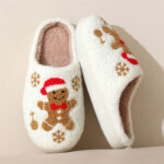 Christmas Snowflake Gingerbread Slippers Winter Indoor Non-slip Floor Bedroom Fuzzy House Shoes For Women Home Slippers - Image 3