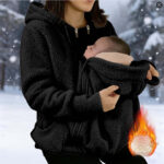 Corduroy Hooded Sweatshirt With Baby-pocket Women's Thickened Zip-up Jacket For Parent-Child Matching Outfits - Image 5