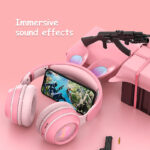 Rabbit Ear Headphones Wireless Luminous Extendable Wheat Headphones - Image 2