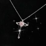 Moving Cupid Heart Angel Wings Tassel Necklace With Crystal Clavicle Chain Women Jewelry Gift Valentine's Day - Image 6