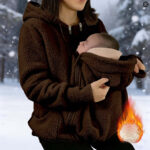 Corduroy Hooded Sweatshirt With Baby-pocket Women's Thickened Zip-up Jacket For Parent-Child Matching Outfits - Image 6