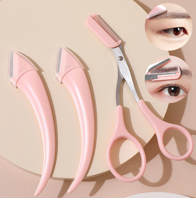 b998c4ef-725b-4b49-99a8-322be3b9cc0f.jpg Eyebrow Trimming Knife With Comb Curved Moon Small Beauty Supplies Gadgets - Image 1