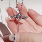 Moving Cupid Heart Angel Wings Tassel Necklace With Crystal Clavicle Chain Women Jewelry Gift Valentine's Day - Image 3