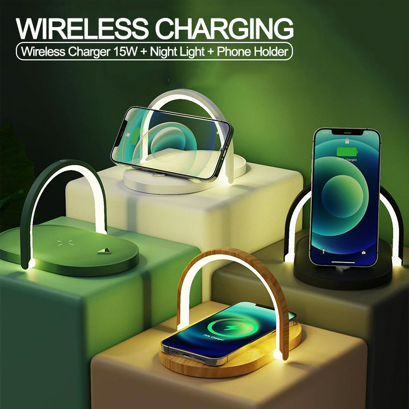 d7018842-8d92-4ce7-9f1e-40882ed8af7c.jpg 3 In 1 Foldable Wireless Charger Night Light Wireless Charging Station Stonego LED Reading Table Lamp 15W Fast Charging Light - Image 1
