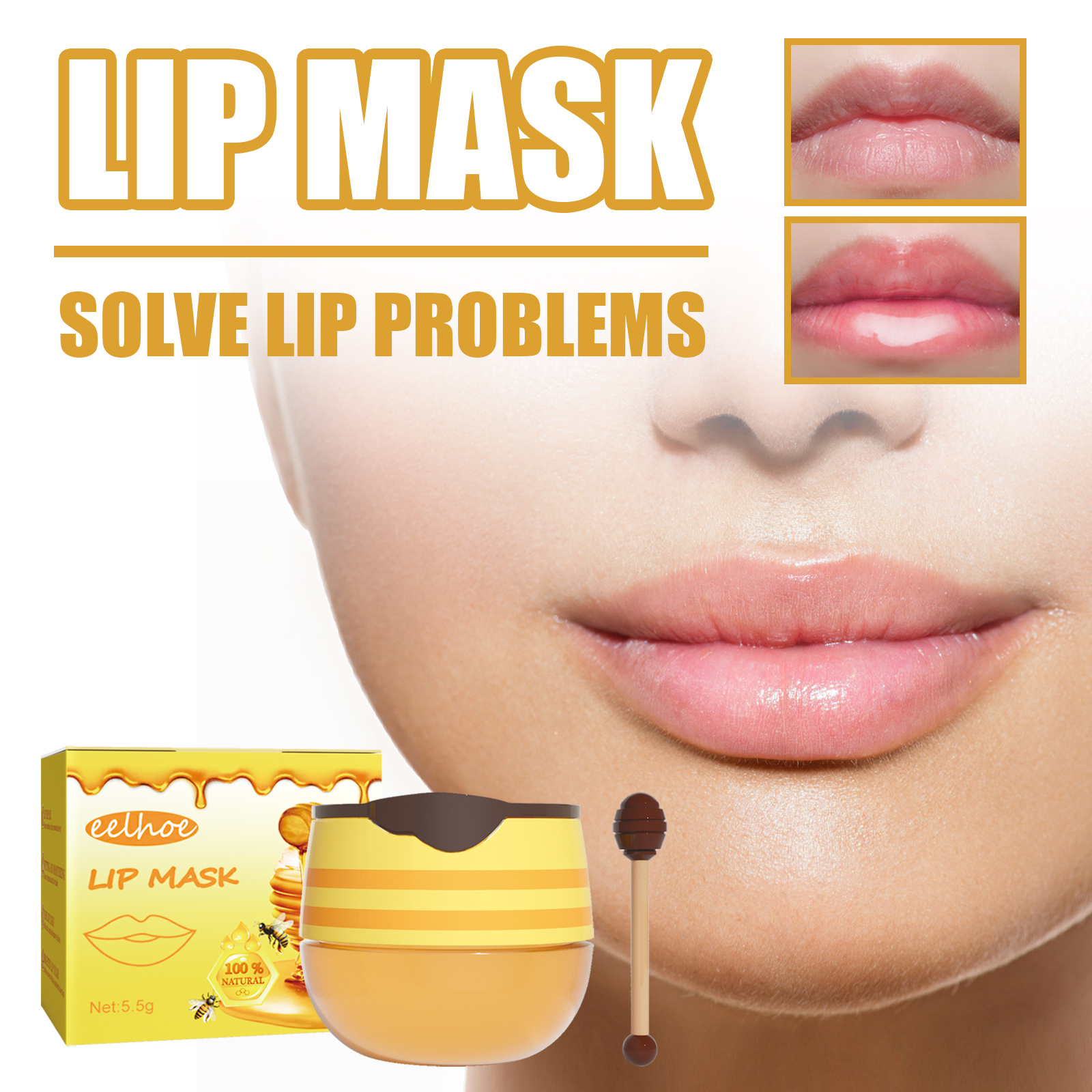 e0805f37-3a31-414f-ad09-61b951f794f5.jpg EELHOE Honey Lip Mask Moisturizing Exfoliating Lip Care Bee Lipstick - Image 1