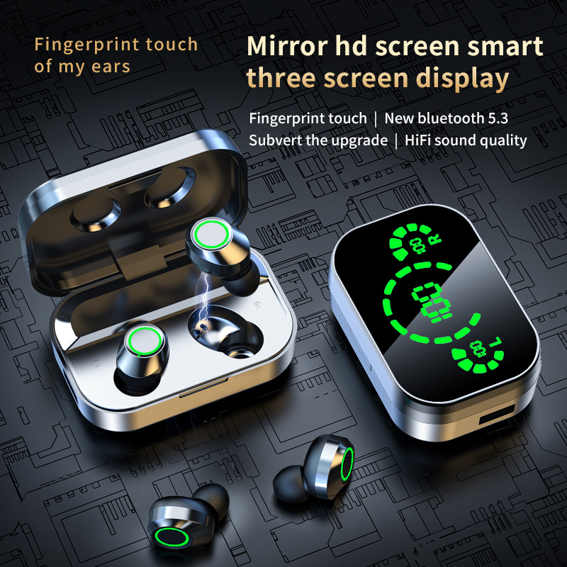 e18cca14-8953-4cf9-9966-c55e7c99f5ee.jpg YD03 Wireless Bluetooth-compatible Headset TWS Large Screen Smart Digital Display In Ear Breathing Light - Image 1