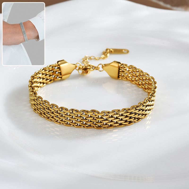 fcdd8a18-282a-4c13-920d-1ca12b18eba0.jpg Women's Chain Bracelet Business Casual Golden Silver Metal Bracelet Jewelry - Image 1