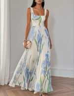 Floral Print Pleated Dress Summer A-Line Sleeveless Midi Dresses Women's Clothing - Image 4