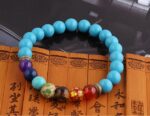 Handmade Black Lava Seven Chakra Healing Balance Beaded Bracelet - Image 3