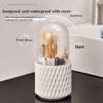 360 Rotating Large Capacity Transparent Makeup Brush Storage Pen Holder Acrylic Dust With Lid Desktop Cosmetic Storage Box - Image 3