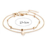 Double-layered anklet Retro beach ball chain heart-shaped anklet - Image 6
