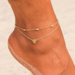 Double-layered anklet Retro beach ball chain heart-shaped anklet - Image 7