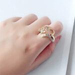 Mother's Day Gift Hollow Heart English Letter Love Mom Rhinestone Butterfly Finger Ring Jewelry Gift - Image 2