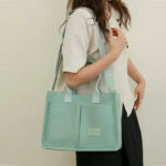 Casual Daily Canvas Tote Shoulder Bags Women Mommy Bag Large Capacity Messenger Multi Pocket Crossbody Chic Reusable Hand Bag - Image 4