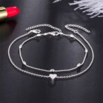 Double-layered anklet Retro beach ball chain heart-shaped anklet - Image 4