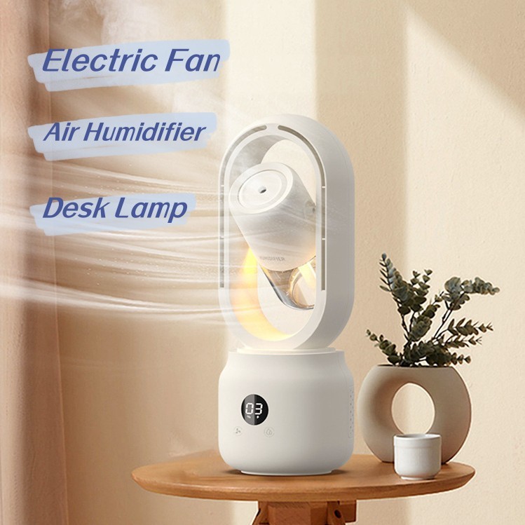 374aa90b-eb22-4450-9b48-16ab2ca6daa1.jpg Summer Water Cooled Spray Mist Electric Fan USB Rechargeable Portable Wireless Air Humidifier Bladeless Ventilator Table Fan - Image 1
