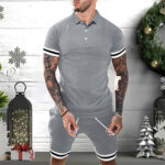 Mens Short Sets 2 Piece Outfits Polo Shirt Fashion Summer Tracksuits Casual Set Short Sleeve And Shorts Set For Men - Image 4