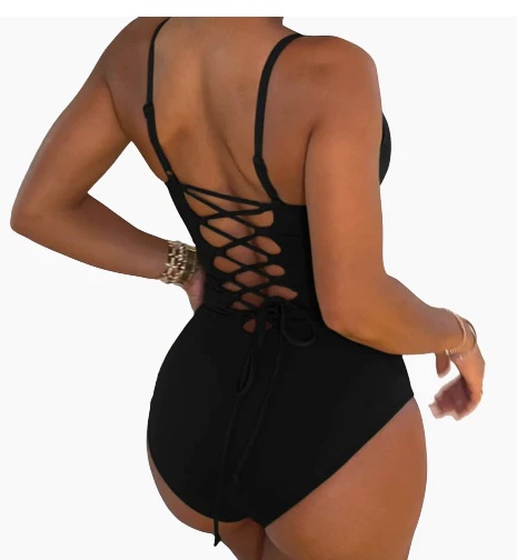 39c1c431-32d5-44bc-b1e2-53ed793bd683.jpg Summer Bikini Backless String Large Size Sexy Solid Color Triangle One-piece Swimsuit Womens Clothing - Image 1