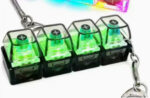 4Keys Mechanical Keyboard Electronic Luminous Transparent Crystal Height Pressure Reduction Finger Button Anti Stress Keycap Toy Schoolbag Pendant Keychain Decompression Clicker Gadget Gift - Image 4