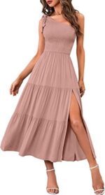 New Summer Fashion Women's One-shoulder Pleated Layered Hem Split Dress - Image 7