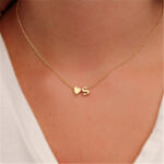 Peach Heart Shaped Letter Necklace Clavicle Chain Necklace