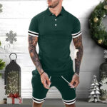 Mens Short Sets 2 Piece Outfits Polo Shirt Fashion Summer Tracksuits Casual Set Short Sleeve And Shorts Set For Men - Image 5