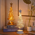LED Christmas Tree Spiral Light Table Ornament Wrought Iron Xmas Tree Bedroom Desk Lamp Christmas Atmosphere Night Light Decor - Image 3