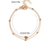 Double-layered anklet Retro beach ball chain heart-shaped anklet - Image 5