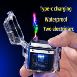 USB Lighter Windproof Double ArcLighter Cigarette Lighter Transparent Shell Waterproof Electronic Pulse Lighters - Image 4